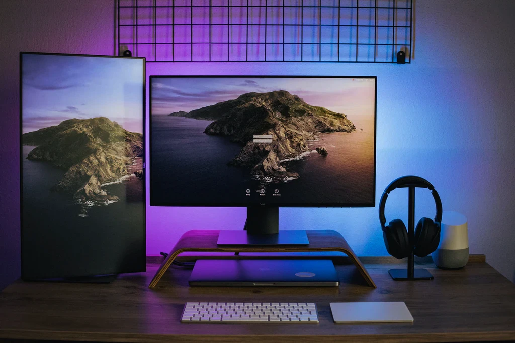 Dual-monitor setup with a tablet and laptop